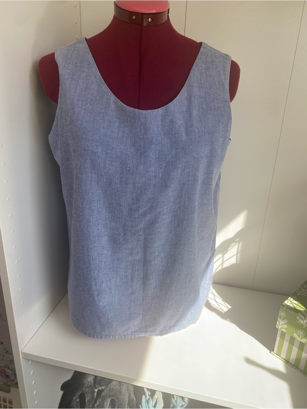 Vintage 100% Cotton Light Blue Scoop Neck Tank Top. Made in Canada